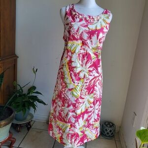 Pappagallo OP Cream Sleeveless Midi Sundress Resort Wear
